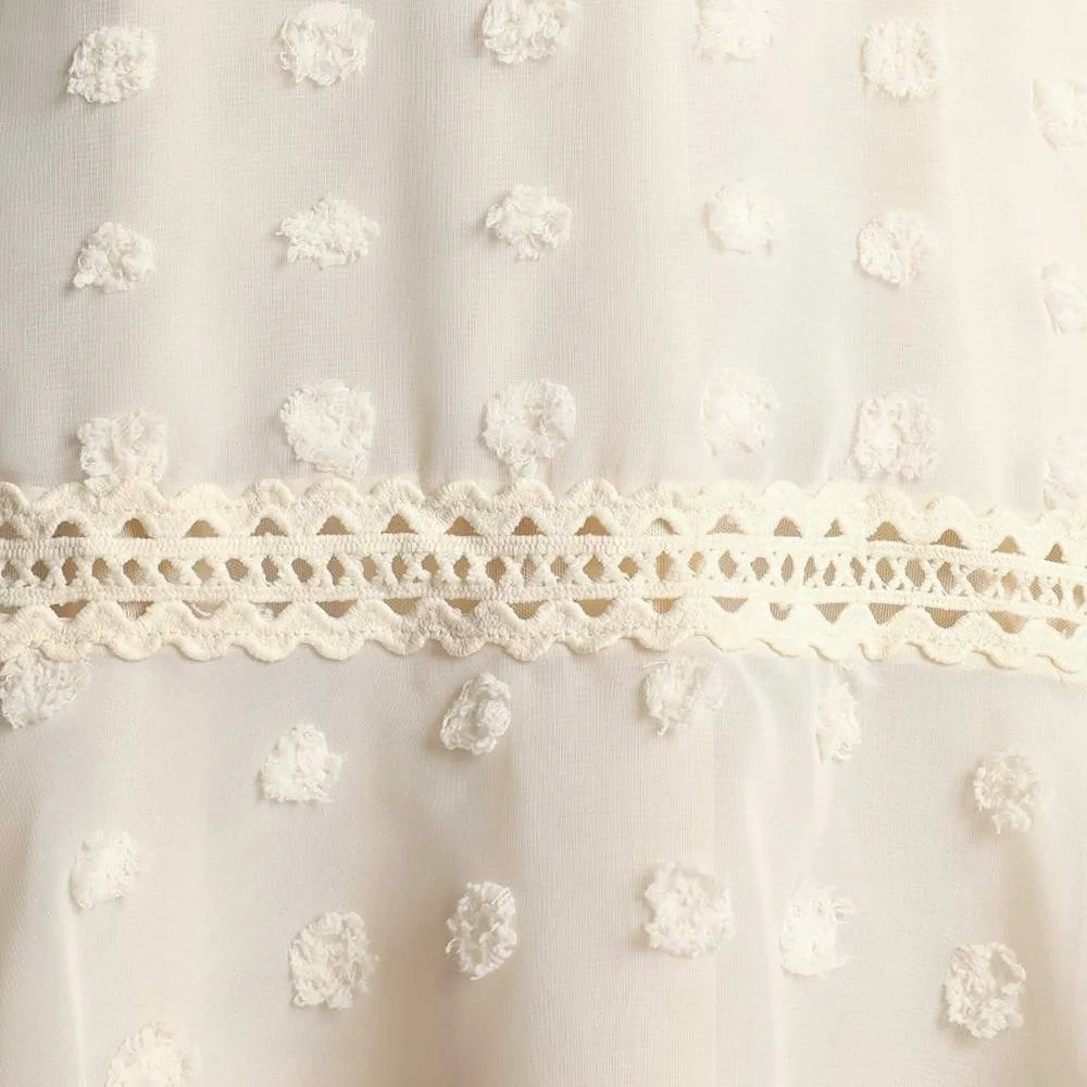 Lulus Might Be Magic Ivory Clip Dot Lace Long Sleeve Ruffle Mini Dress Small NWT - Picture 11 of 12
